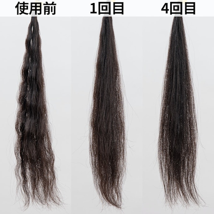 ブラッシング4回でストレートに。素早くクセを伸ばせる