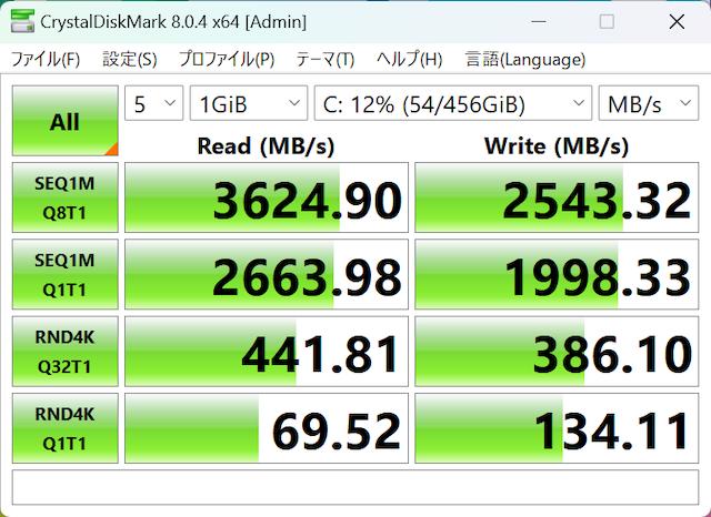 ストレージは512GBのSSDを搭載。高速で処理が可能