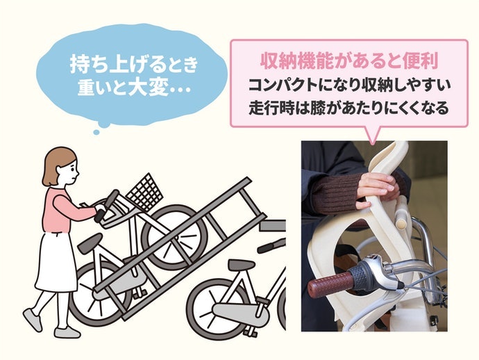 重量は約2.4kgと非常に軽い。駐輪場でも苦戦しにくい