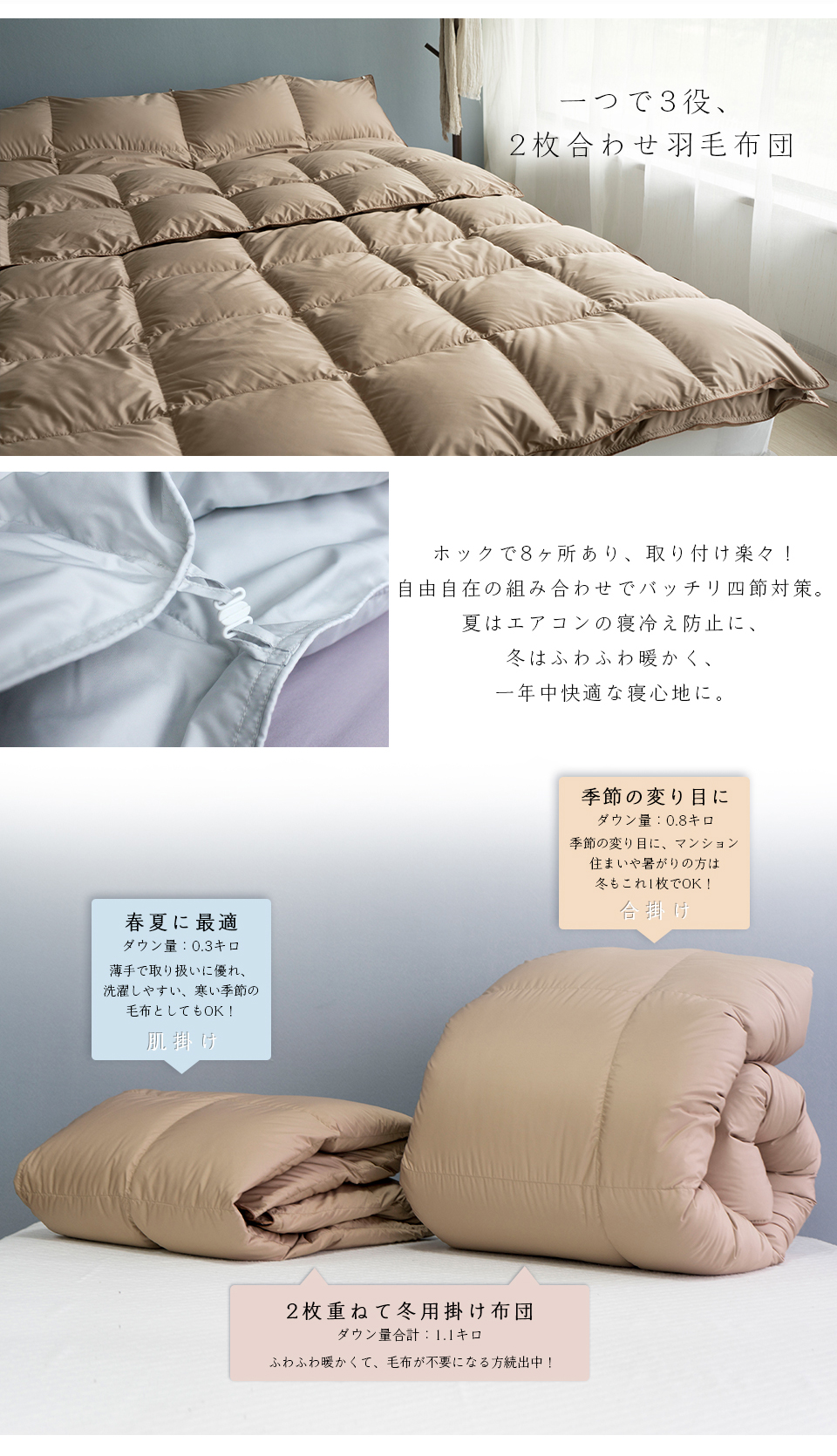 2枚合わせ羽毛布団 3