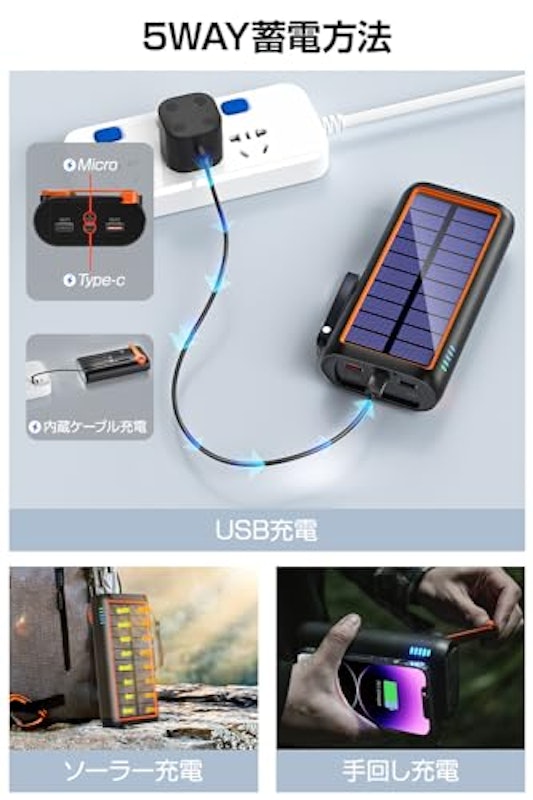 ソーラー充電式モバイルバッテリー 4