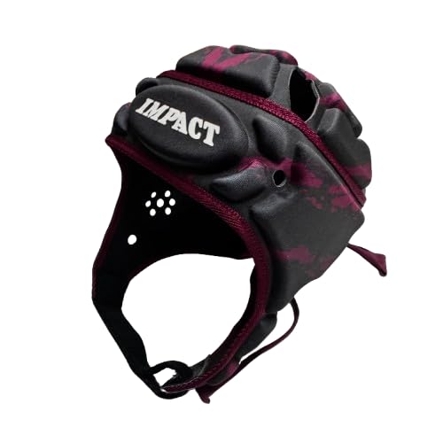 IMPACT ラグビー ヘッドキャップ V2 Premium Vented SPLATTER ブラック/マルーン Sサイズ 1