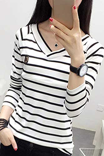 授乳服 Vネック ボーダー カットソー 6