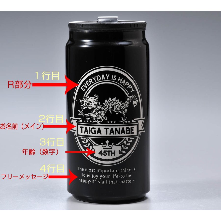 名入れ 缶型サーモステンレスタンブラー 4