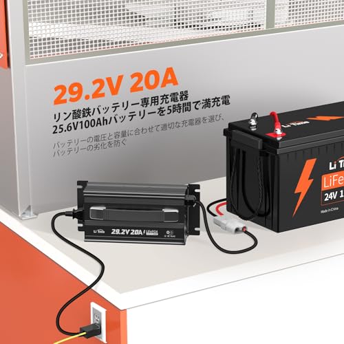 LVYUAN 自動バッテリー充電器リン酸鉄リチウムイオンバッテリー専用 奥深く 29.2V 20A