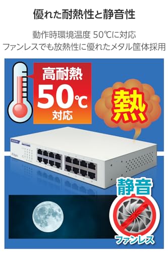 Giga対応16ポートスイッチ 金属筐体/電源内蔵 3