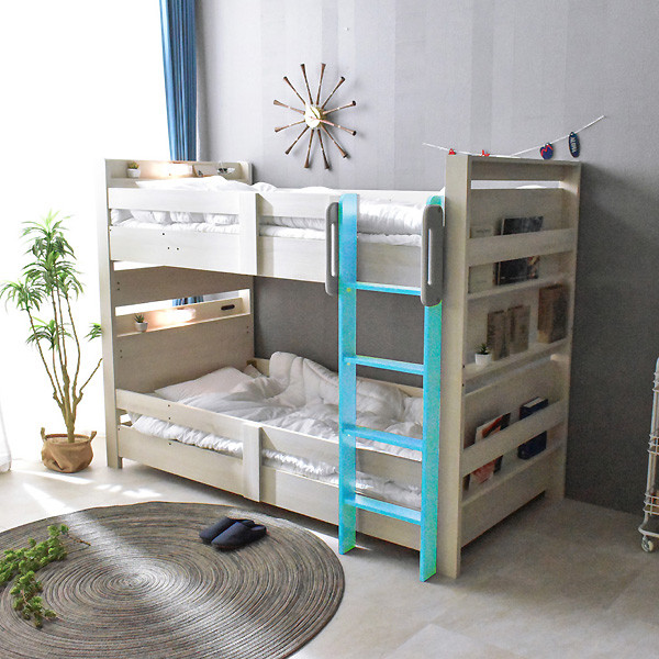 耐震性 二段ベッド (フレームのみ) シルバー 分割可 通気性抜群 高耐久性 梯子付き ベッドフレーム〔代引不可〕お得な セール 耐震性 二段ベッド (フレームのみ) 置ける シルバー 分割可 通気性抜群