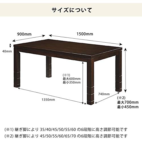 6段階に高さ調節できるこたつ 2