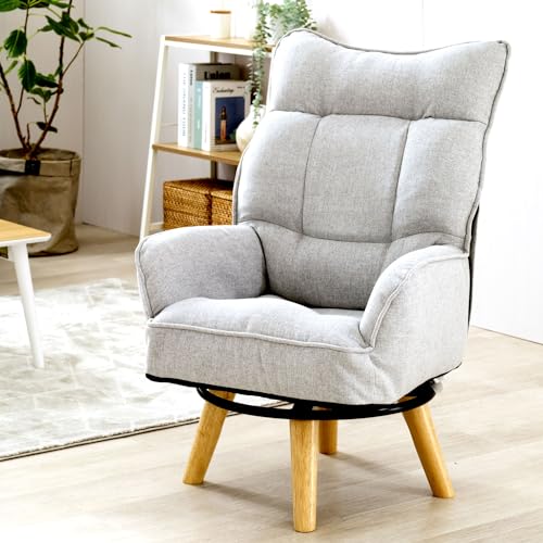 回転式 座椅子/パーソナルチェア 【グレー】 57×67×75cm 木製 肘付き