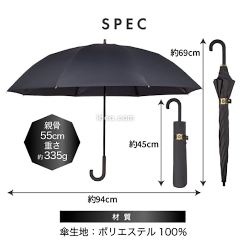 サンブロックラボ遮夏クール晴雨兼用傘2段2way Mattブラック 6