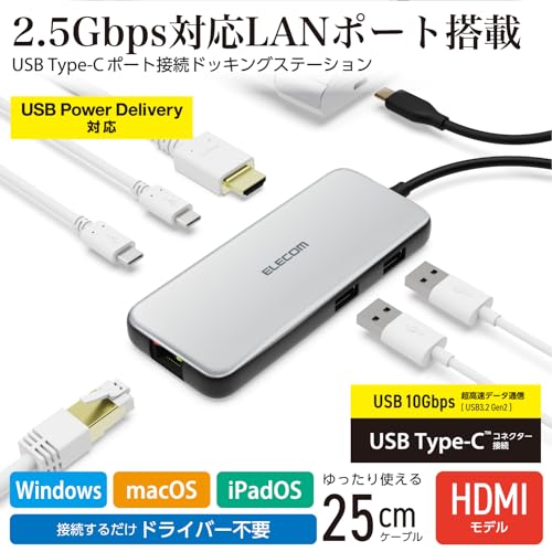 USB Type-Cデータポート/4K/60Hz+2.5Gbps対応ドッキングステーション 2