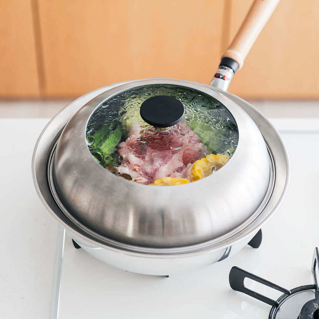 フライパン用フタ付きステンレス蒸し器 9
