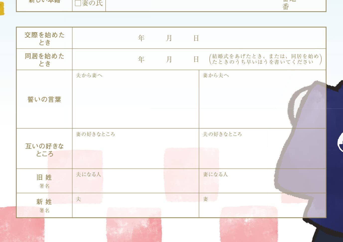 役所に提出できる婚姻届 コウペンちゃん 4