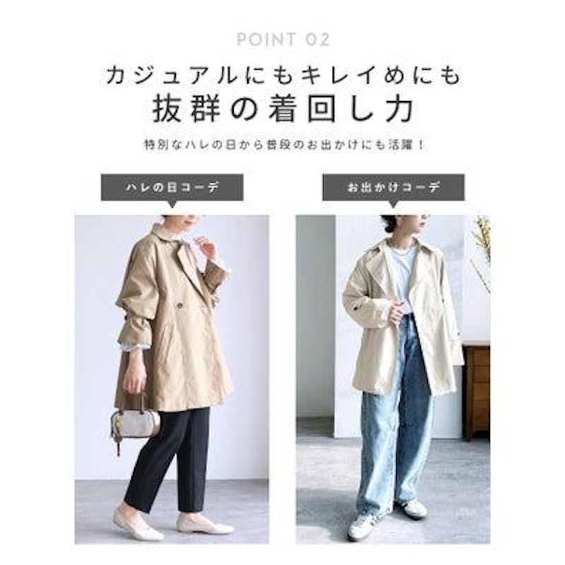 キャンディ袖トレンチ風Aラインコート 6