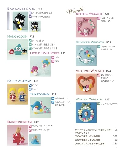 サンリオキャラクターズのフェルトマスコット&リース 3