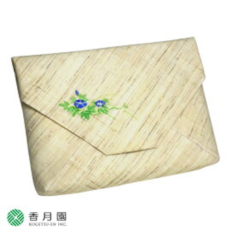 麻手描ワンポイント数寄屋袋 生成 朝顔 1