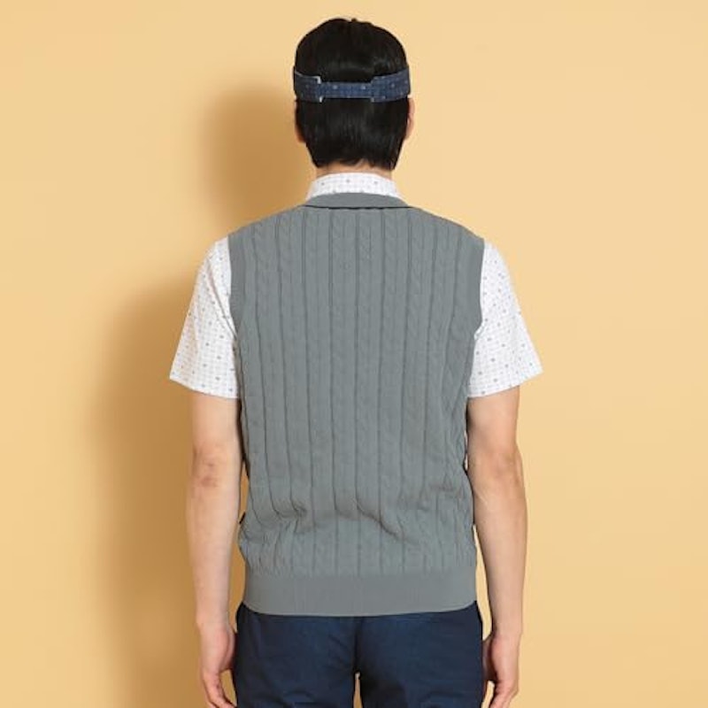 ヘリンボーンVネックニットベスト 3