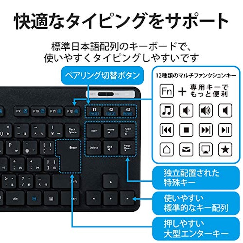 Bluetooth 5.0 薄型コンパクトキーボード 4