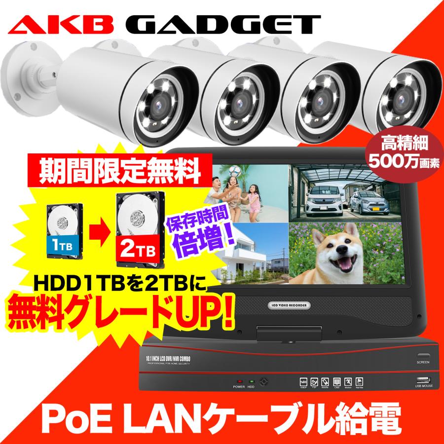 防犯カメラ poe接続 AI人検知 センサーライト 夜間カラー 介護用見守り