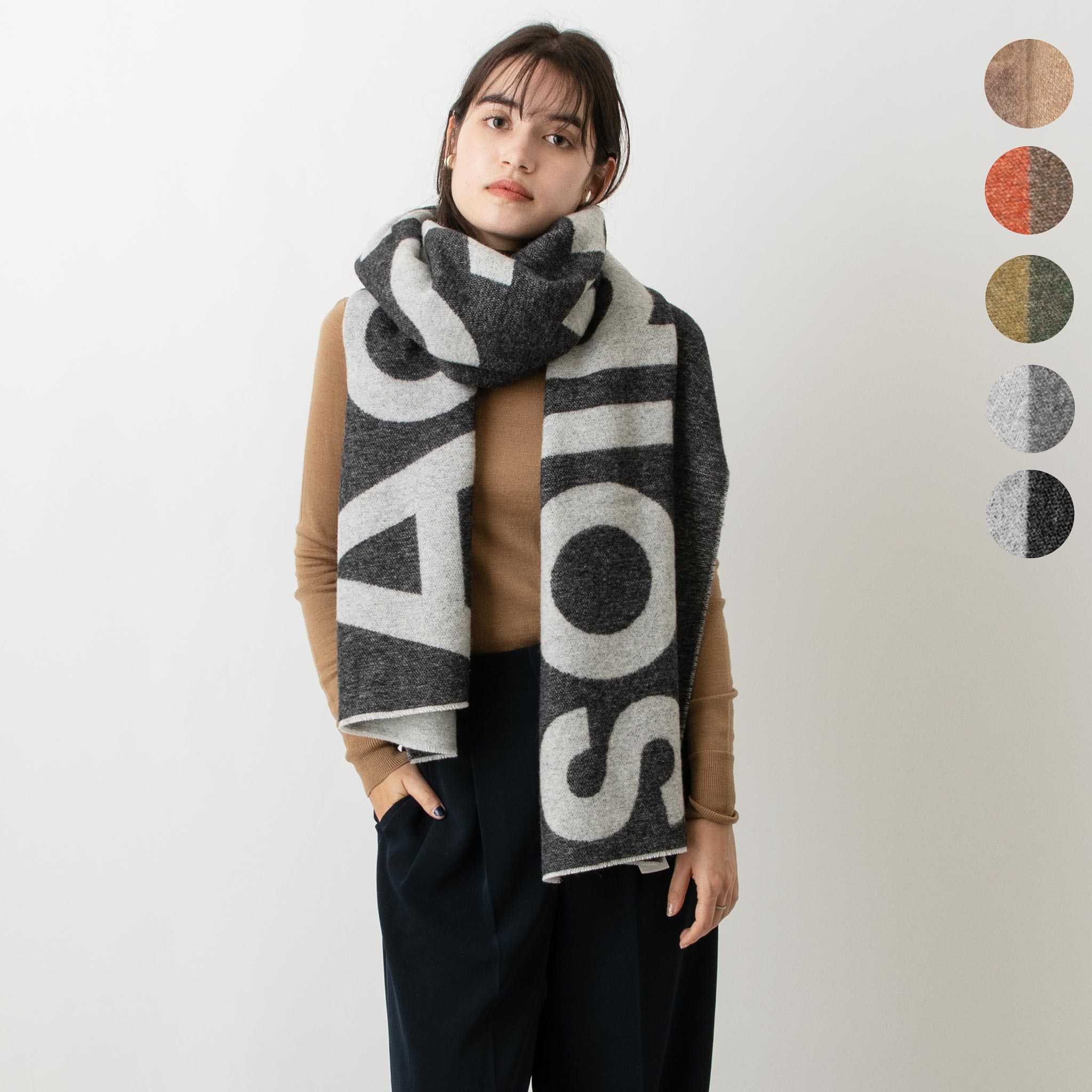 acne studio ボリュームロゴチェックストールファッション