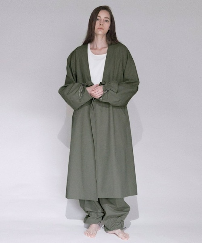 Organic Cotton x Recycle Polyester Twill No-Collar Coat 5