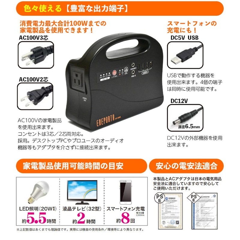ポータブル電源【エネポルタ】 3