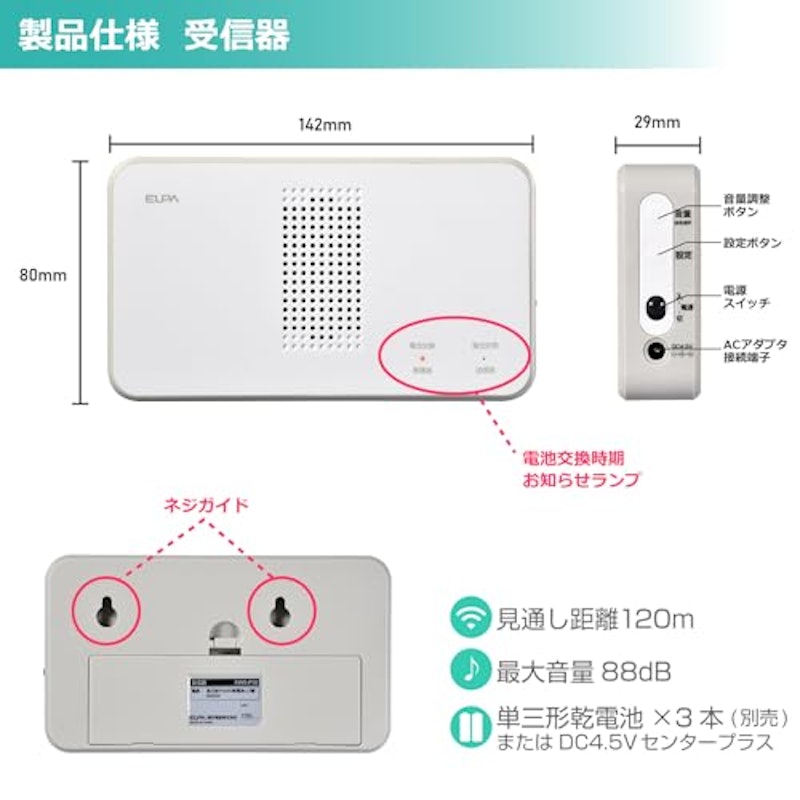 ワイヤレスチャイム受信器 3