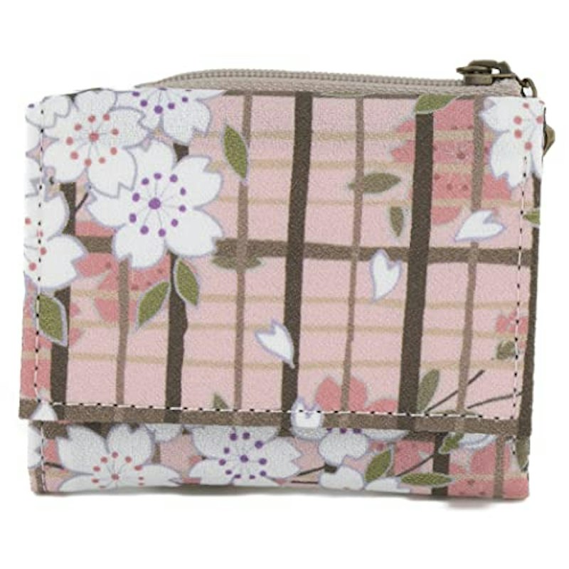 三つ折りミニ財布 桜格子