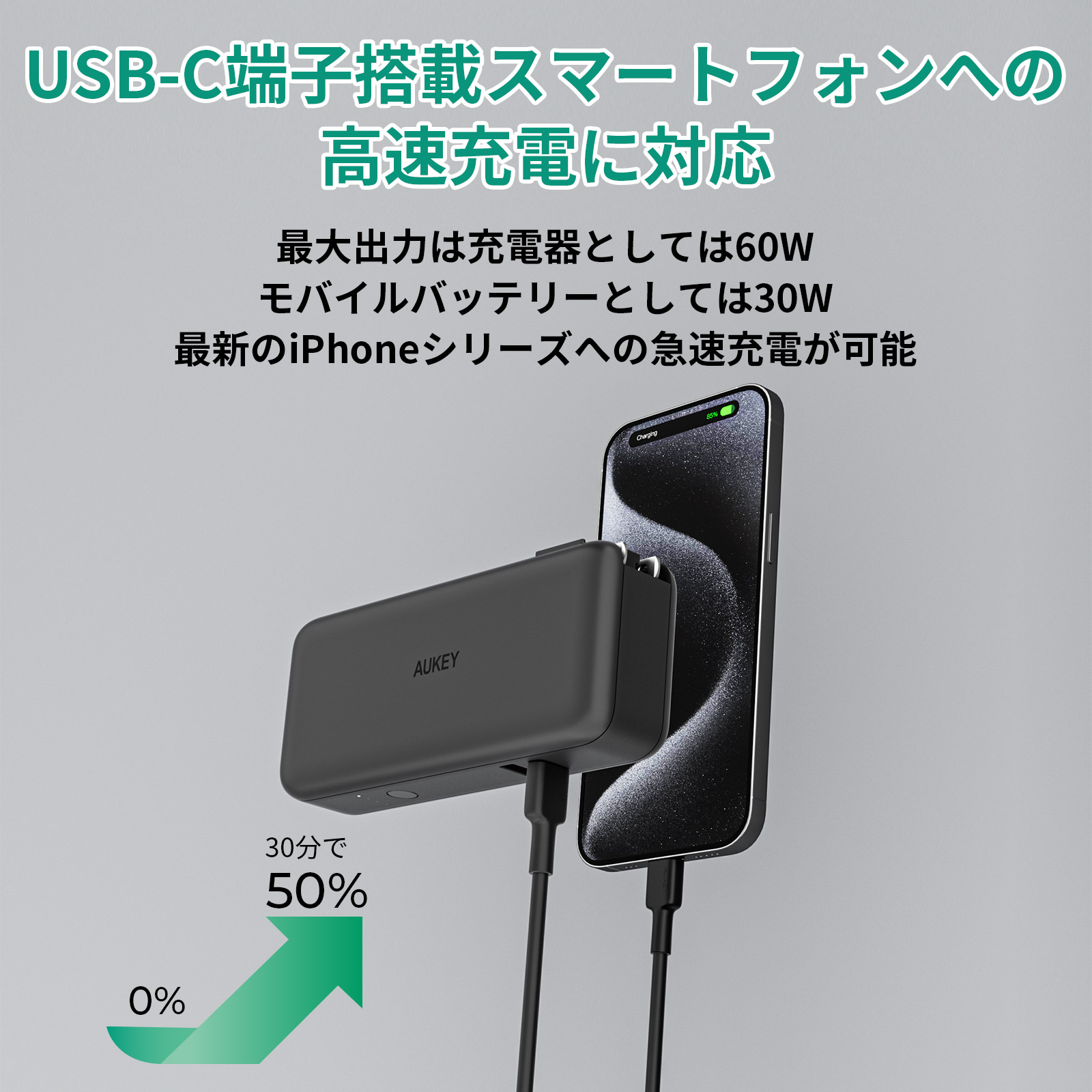 モバイルバッテリーとAC充電器の一体型 6