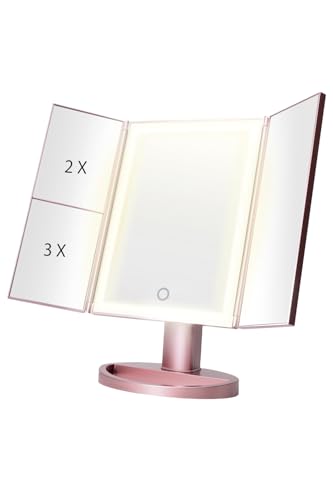 LEDライト付き卓上三面鏡 1