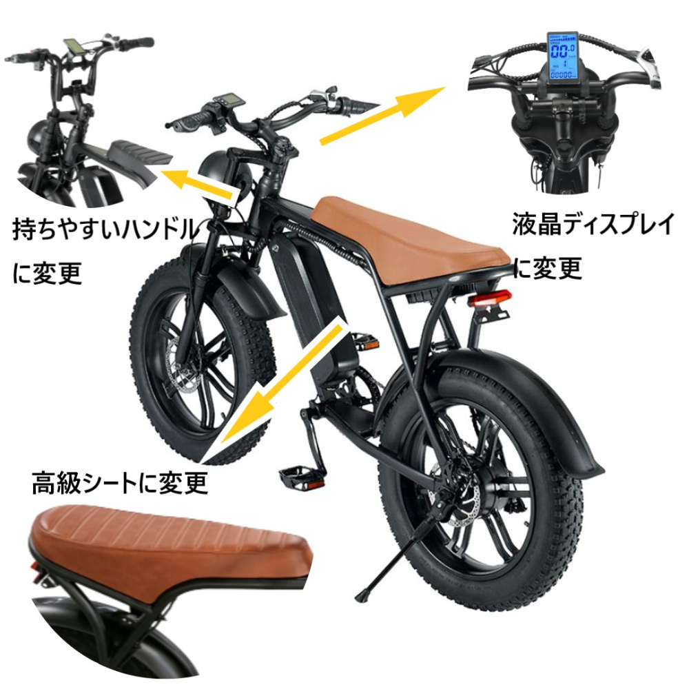 ファットバイクEbike電動自転車アシスト自転車ハンドル - パーツ