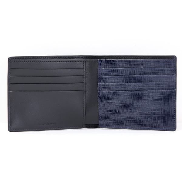 MARNI ネイビーブルーとブラック レザー製二つ折りウォレット BI FOLD
