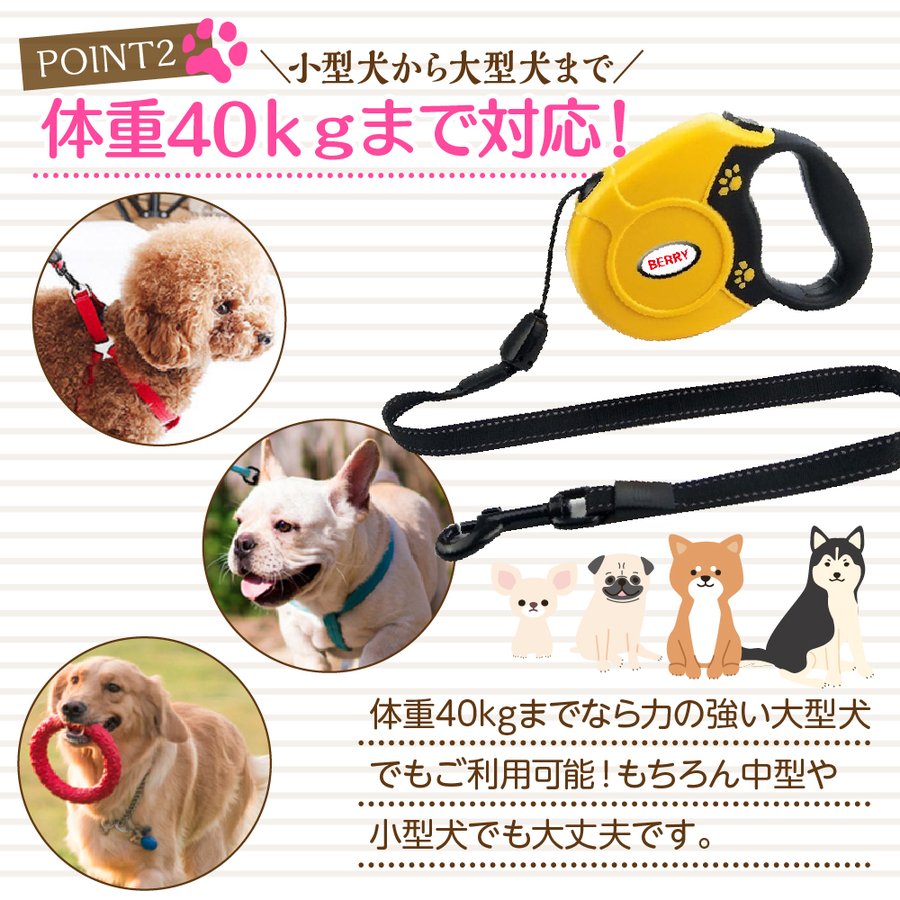 犬用リード 5ｍ犬用リード 伸縮 5m 巻き取り式 小型犬 自動巻き ドッグリード