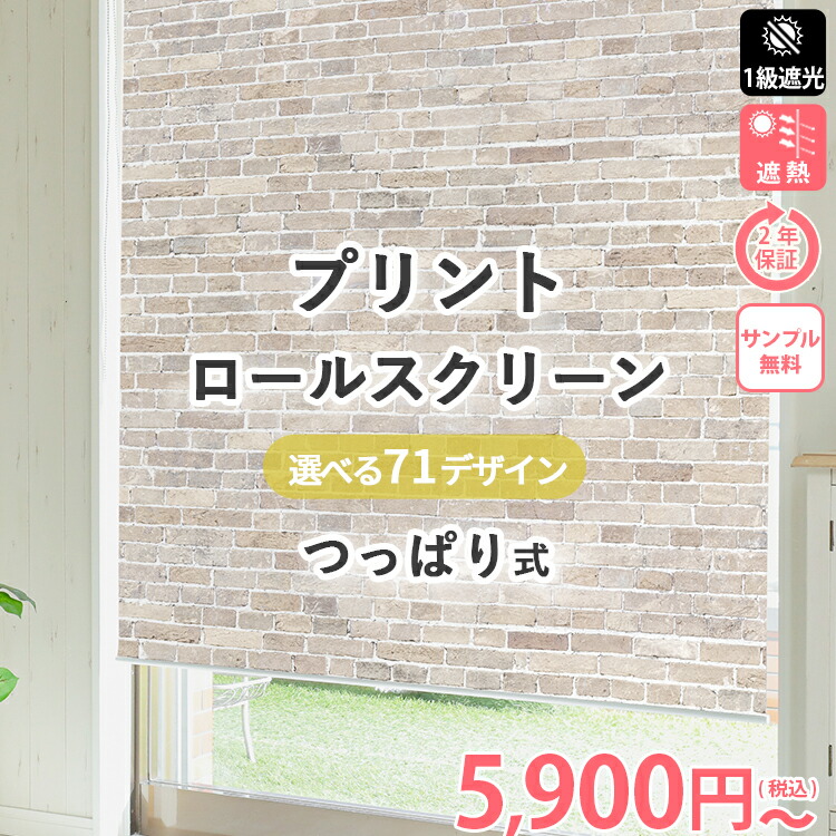 つっぱり式 プリント ロールスクリーン  1