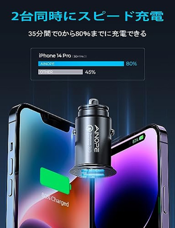 シガーソケットUSBカーチャージャー 2