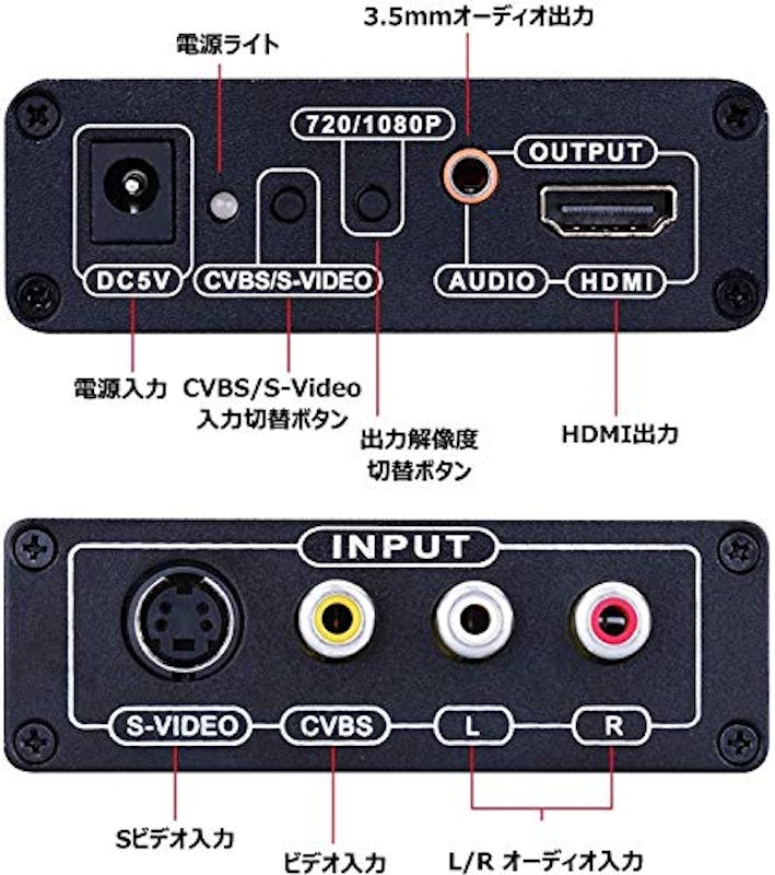 3RCA コンポジット/S端子 to HDMI 変換器 3