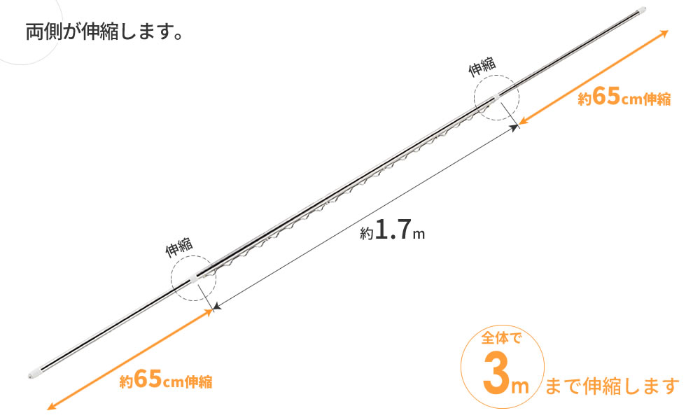 物干し竿 アルミ セキスイ 伸縮竿 2.5m 2本セット AN-25LG 屋外 2m 伸縮 物干竿 ものほしざお 洗濯物干し 外用 【50％OFF】