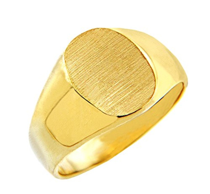 Engravable Brushedサテン楕円形Top Signet Ring 1