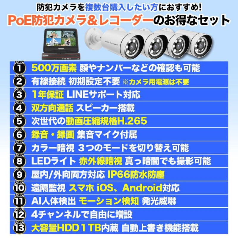PoE防犯カメラ&レコーダー 2