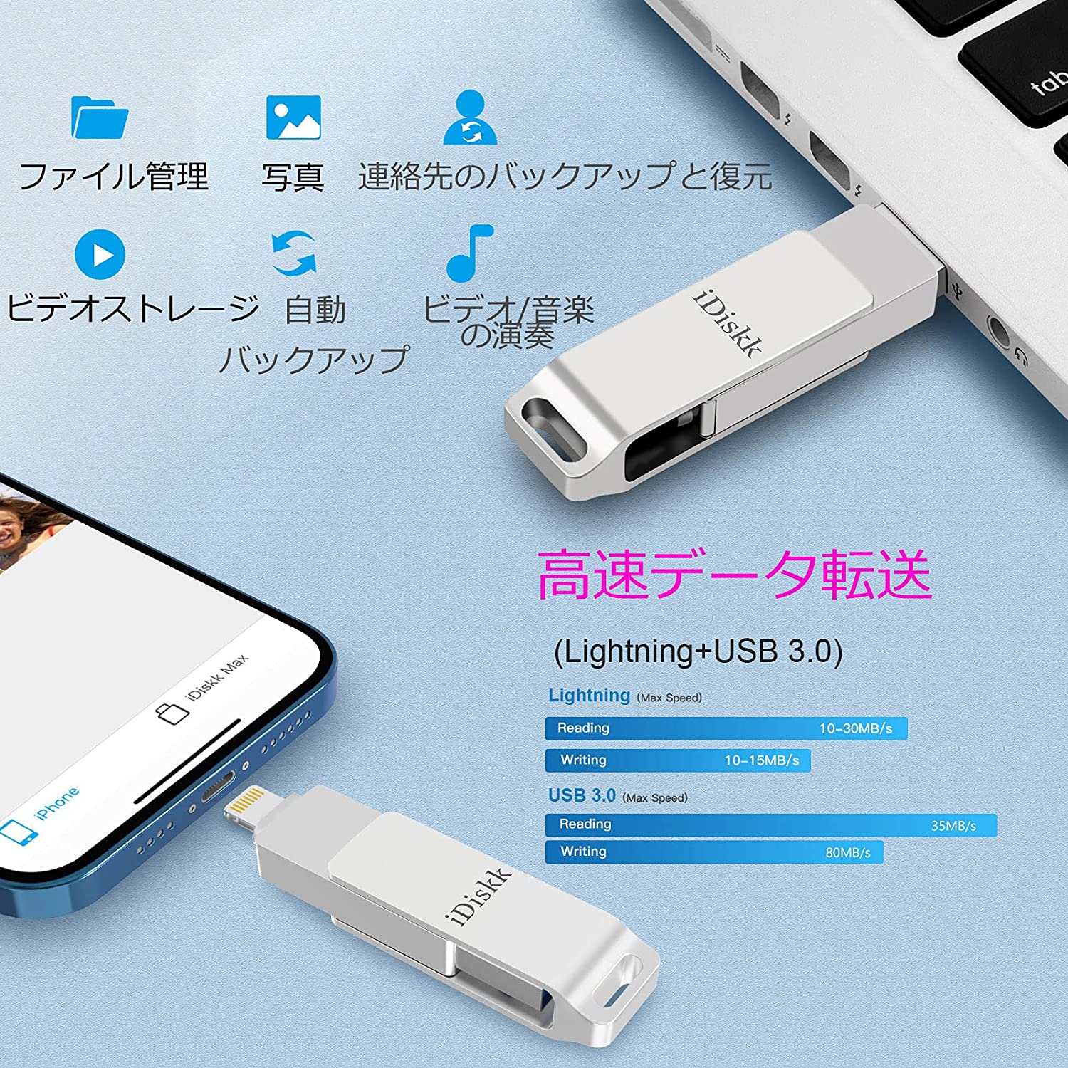 22春夏新作 Idiskk 128gb Mfi取得 Usb 3 0 Apple Mfi認証品 フラッシュドライブ 3 In 1 Iphone Ipad Android スマホ タイプc ライトニング 容量不足解消 Discoversvg Com