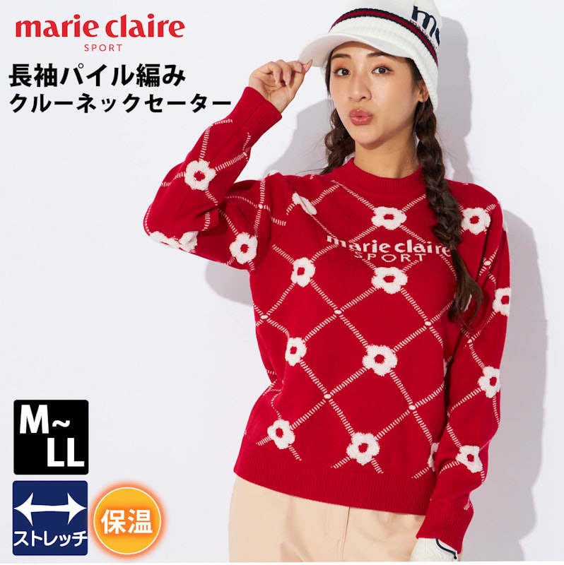 ストレッチ 花柄 クルーネック 1