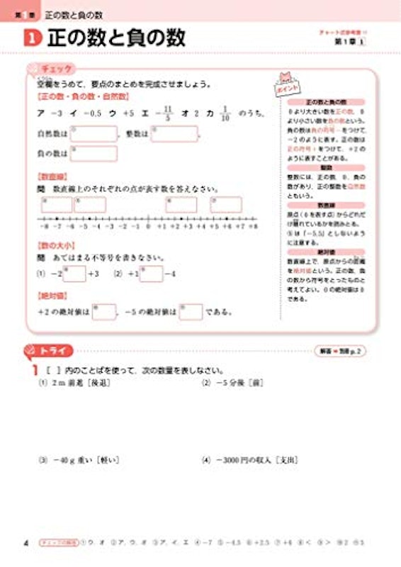 チャート式 中学数学 1年 準拠ドリル 3