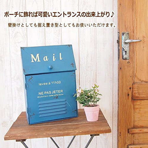 郵便受け ポスト　アンティーク　花柄 ホワイト/ブルー　姫系 郵便受け ポスト アンティーク 花柄 ホワイト/ブルー 姫系 楽天