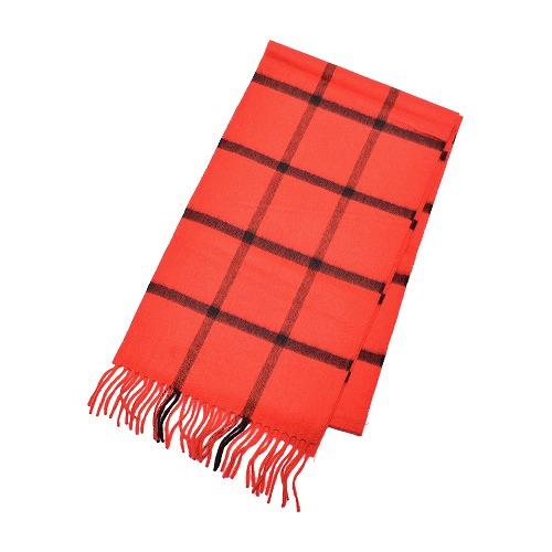 SAINT LAURENT 編み込みマフラー 黒赤 カシミヤチェックマフラー RED
