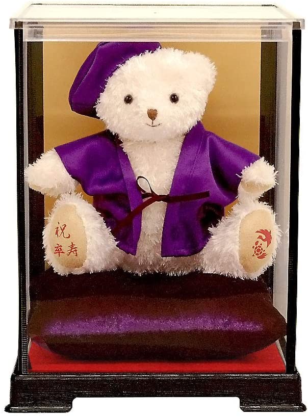 7791円 人気ブランドの新作 プティルウ傘寿に贈る 紫ちゃんちゃんこを着たお祝いテディベア ケース フレグランスソープフラワー