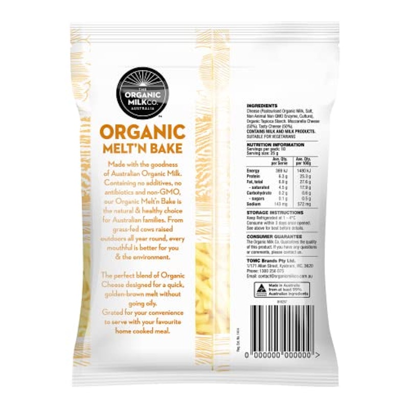 Certified Organic Grass-Fed Shredded Melt N Bake Cheese Mix 2