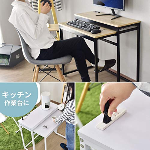 コンパクトPCデスク DE-1702 幅60cm・コンパクトPCデスク（スライド棚＆キャスター付き