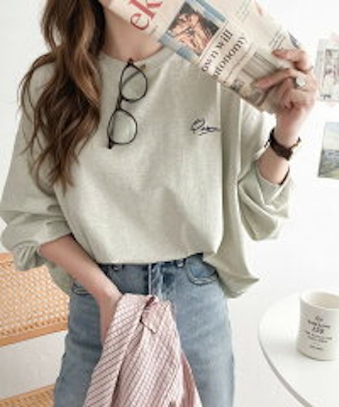 ワンポイント胸刺繍シンプルロンTee 1