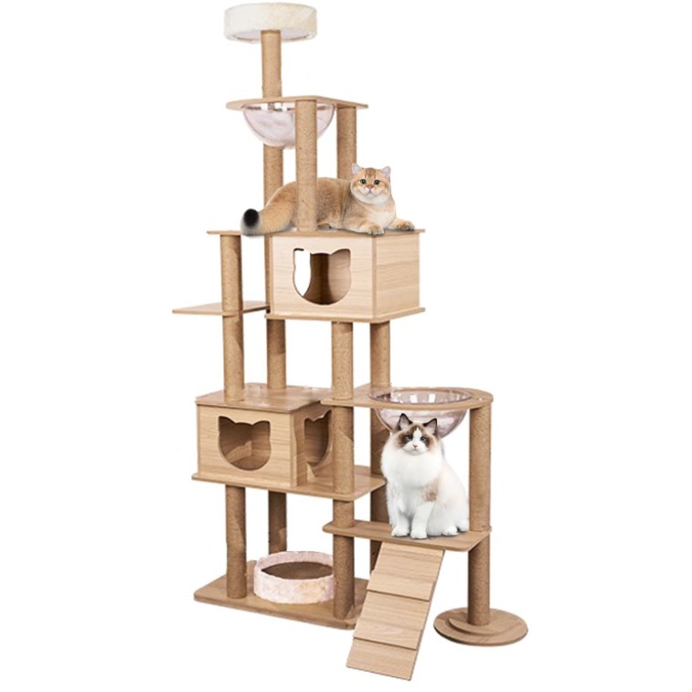 キャットタワー 木製 据え置き 高さ130cm 木登りタワー
