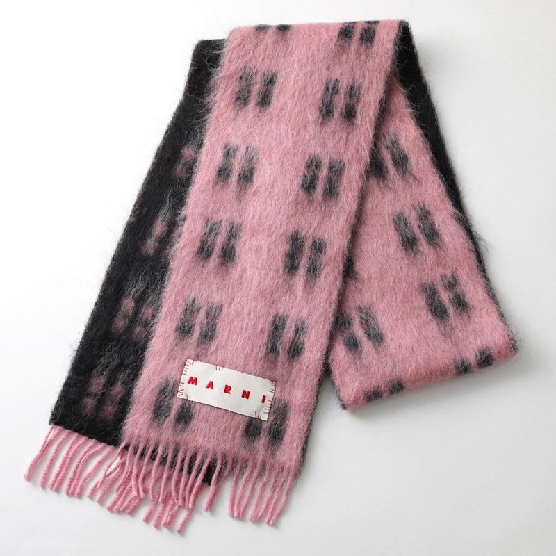 MARNI マルニ マフラー ストライプ ウール混紡 スカーフ ブラック MARNI マルニ マフラー ストライプ ウール混紡 スカーフ ブラック